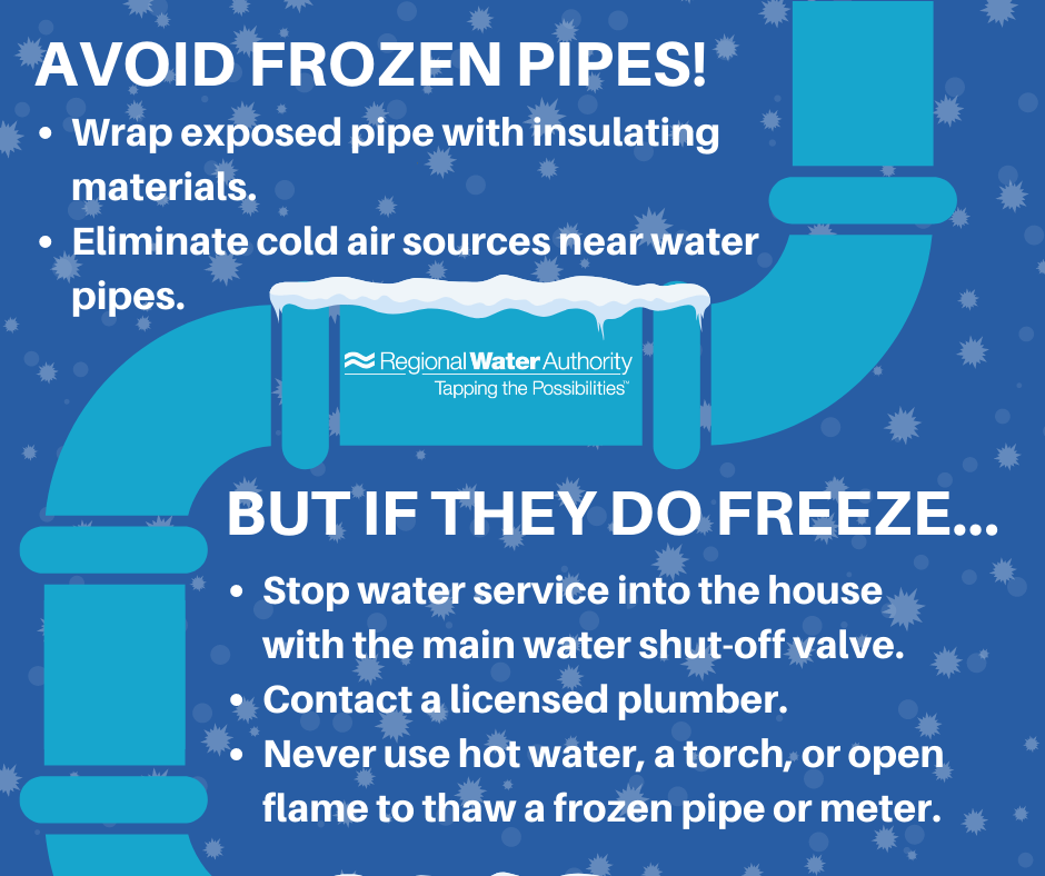 Regional Water Authority Encourages Customers to Protect Their Pipes from Freezing as Temperatures Plummet